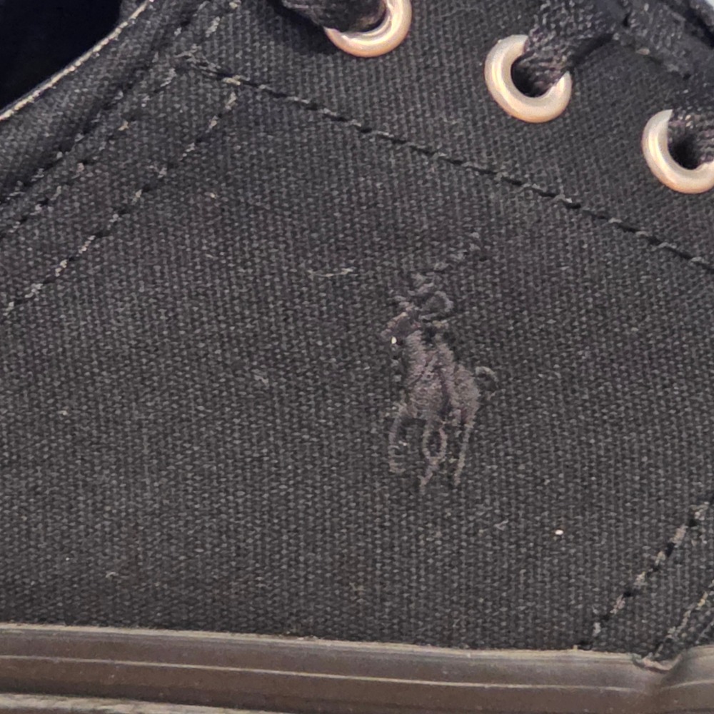 Polo Ralph Lauren Men Falcon X Sneakers Black Canvas Low Top Lace Up Shoes 8 - Picture 7 of 12